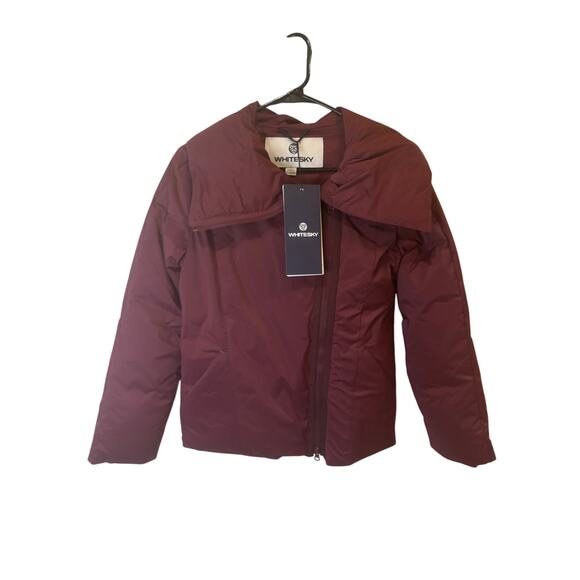 Whitesky Assymetrical Zip Maroon Goose Down Ski Winter Jacket NWT Size XXS - Picture 1 of 7